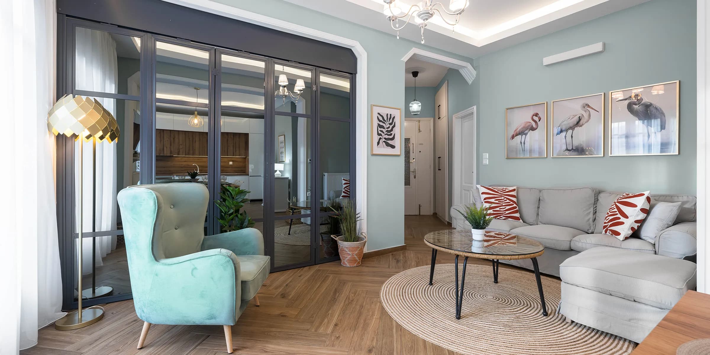 Minimalist interior details in the Deka Apartment with a bonsai tree